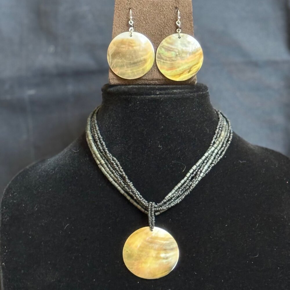Vintage Jewelry Set Includes Black Bead Statement Necklace